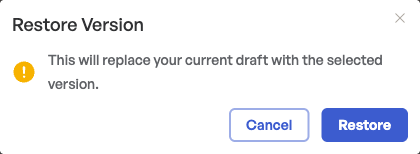 Restore confirmation modal warning about overwriting the draft