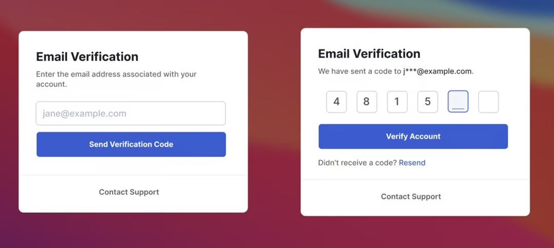 Email verification flow screenshot