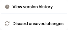 History dropdown menu with "View version history" and "Discard unsaved changes"